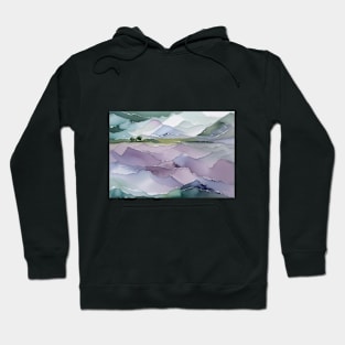 Watercolor Lavender Fields Abstract Landscape Hoodie